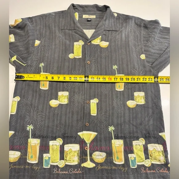 Tommy Bahama Relax Size LRG 100% Silk Bahama Colada Hurricane Tommy Short Sleeve - Picture 7 of 8